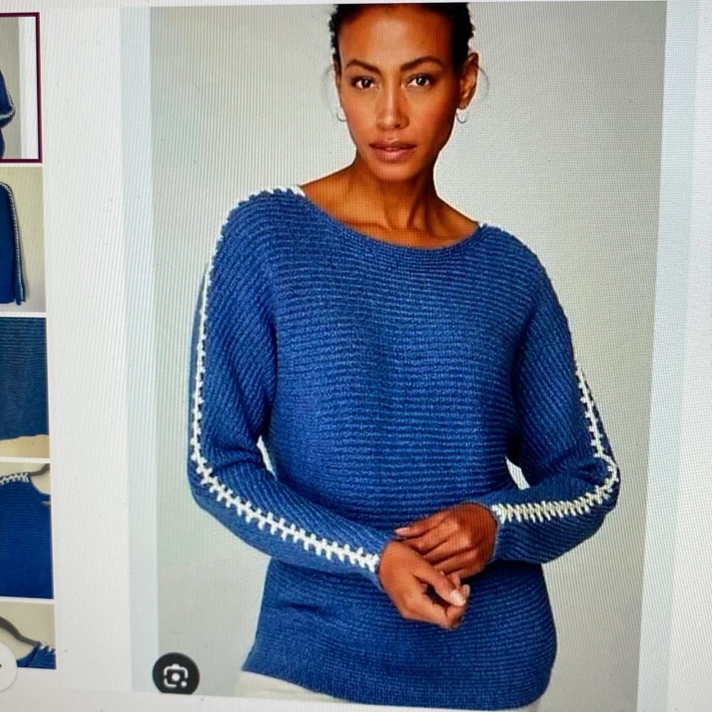 J.Jill Pure Jill Boatneck Sweater Blue/ white 2X